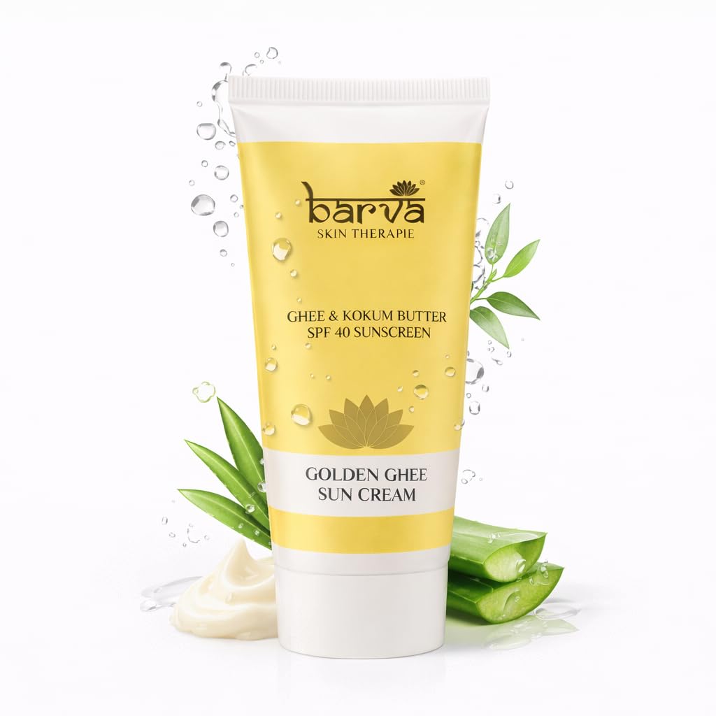 Barva Golden Ghee Sun Cream | Spf 40 Sunscreen Enriched With Ghee, Kokum Butter, Aloe Vera. 50Ml, All