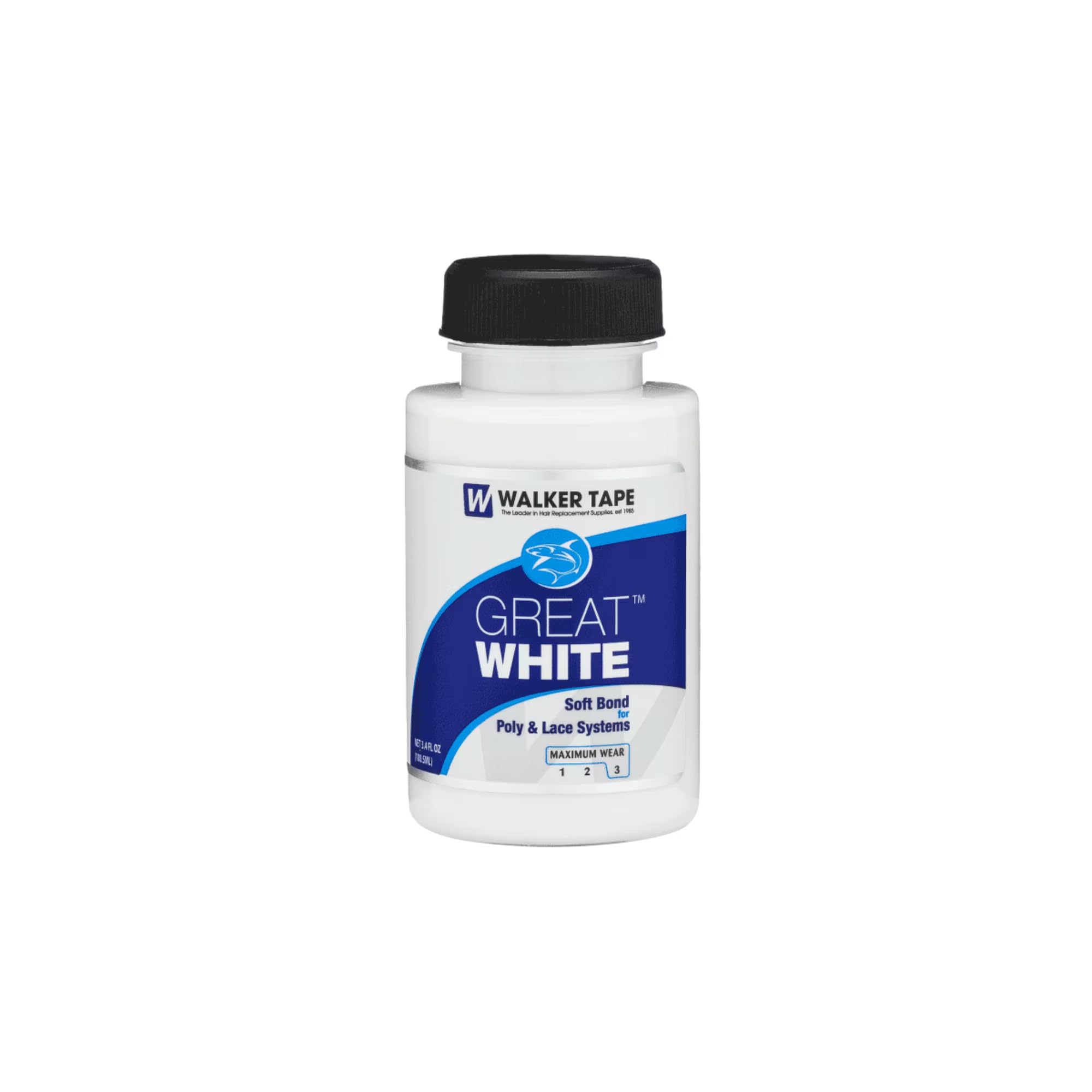 Walker Tape Great White Brush-On Adhesive 3.4 fl oz, Waterproof Maximum Wear Lace Glue for Lace Front Wigs Human Hair, Skin-Safe
