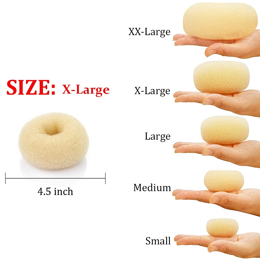 Hair Donut Bun Maker Blonde, Ring Style Bun, 2PCS Chignon Hair Increase Doughnut Shaper for Thick and Long Hair (X-Large, 4.5 In