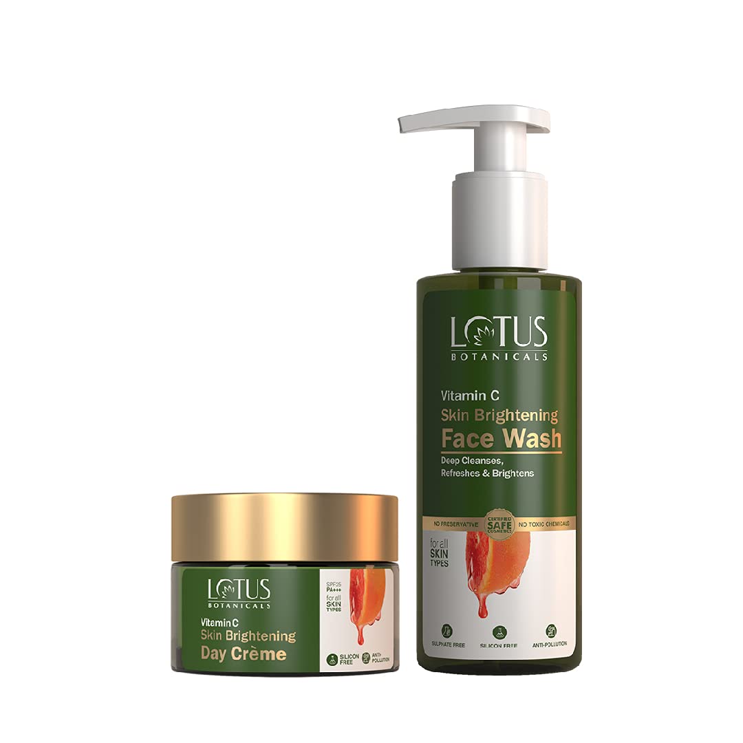 Lotus Botanicals Vitamin C Face Wash 180Ml & Moisturiser Day Cream 50G (Pack Of 2,. 230G )