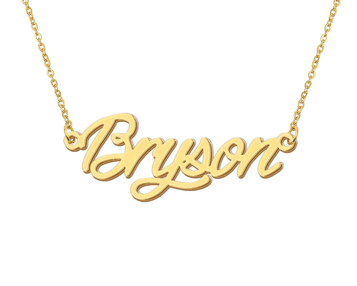 Aoloshow 18k Gold Plated Bryson Name Necklace Womens Mens Nameplate Necklaces Stainless Steel Jewelry for Valentines Day