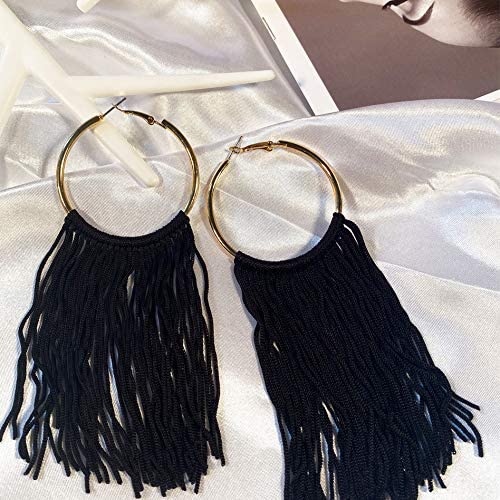 Coiris Boho Tassel Earrings for Women Bohemian Hoop Drop Tassels Western Earrings Statement Dangle Country Earrings Summer Beach