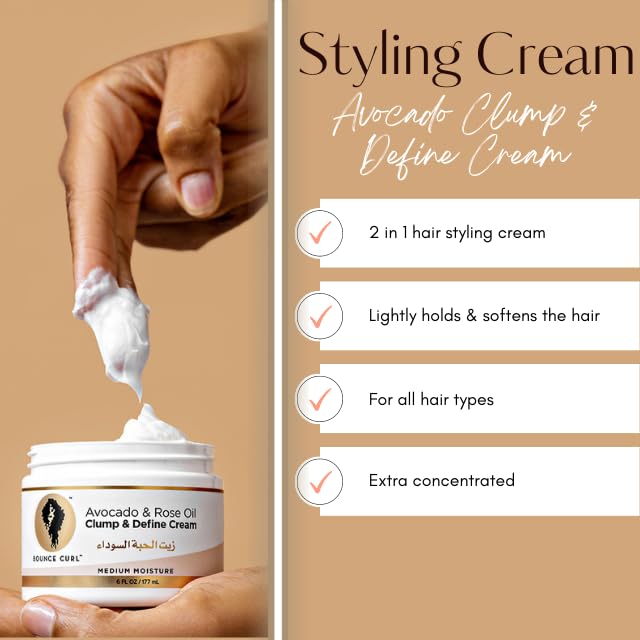 Bounce Curl Avocado & Rose Oil Clump & Define Cream For Curly Frizzy Hair