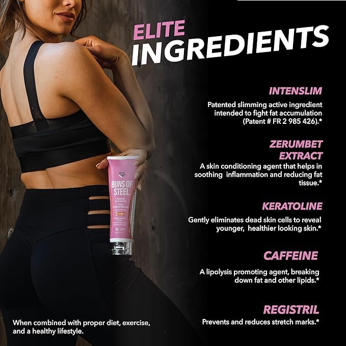 Steelfit Buns Of Steel - Heat-Activated Maximum Definition Cream For Tight & Toned Glutes - Firming Body Lotion For Pre & Post W