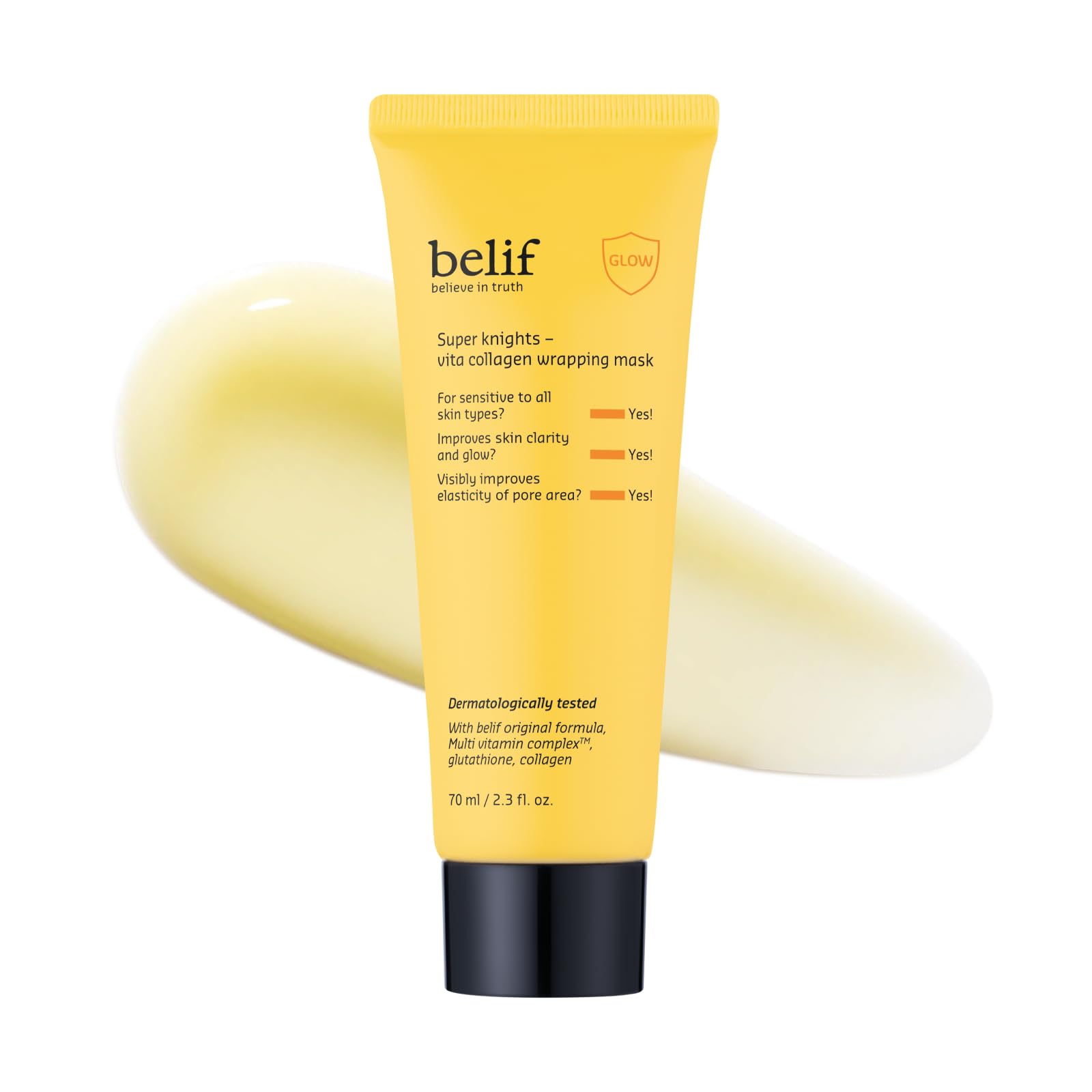 belif Super Knights  Vitamin Collagen Wrapping Peel Off Facial Mask, Elasticity + Hydration, Pore Firmenss & Even Skin Tone, wi