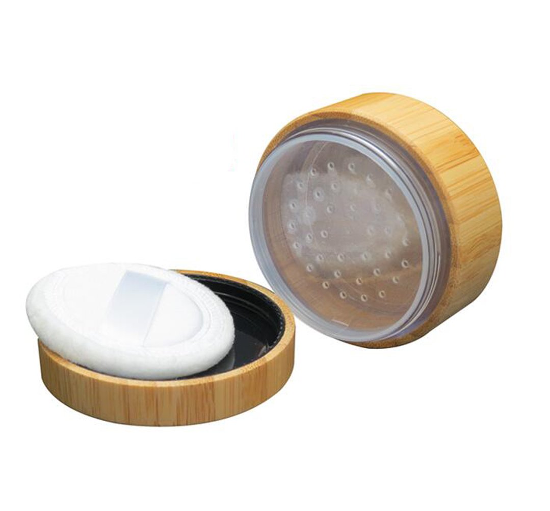 30G(30Ml)/1Oz Empty Bamboo Appearance Loose Powder Cosmetic Jars Makeup Storage Case Box Holder Container With Plastic Sifter An