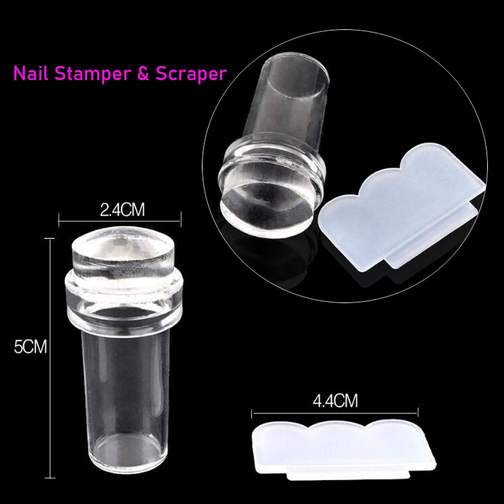 Nail Art Kit 3Pc Flower Animal Nail Stamping Plate, 2 Acrylic Nail Rhinestone Decoration, 5Pc Mandala Dotting Pen, 10Pc Holograp
