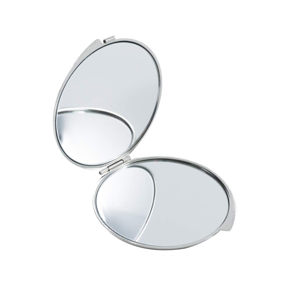 Nacreh Portable Makeup Compact Double Magnifying Mirror Cosmestic Foldable Pocket Style Unique Mother Of Pearl Design (Almond Bl