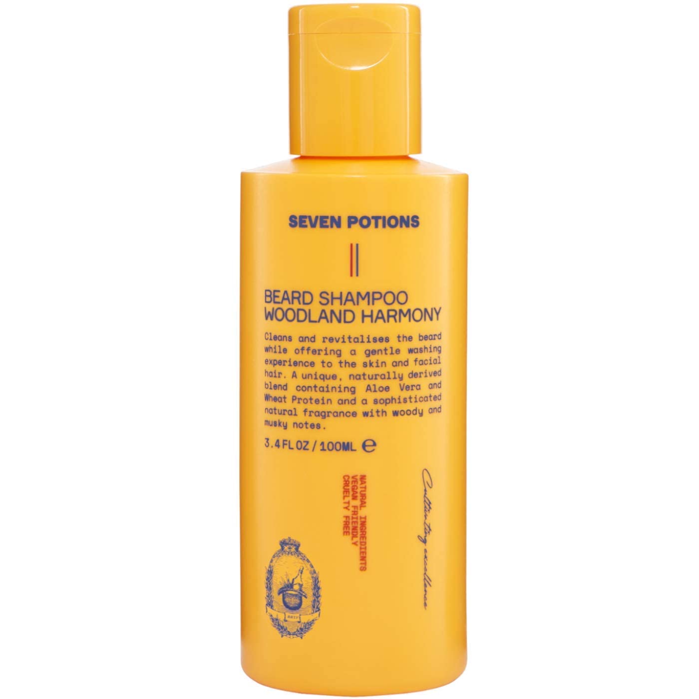 Seven Potions Beard Shampoo For Men - Gentle, Cleansing Wash For A Clean, Itch-Free Beard - Natural, Vegan, Cruelty-Free - (Wood