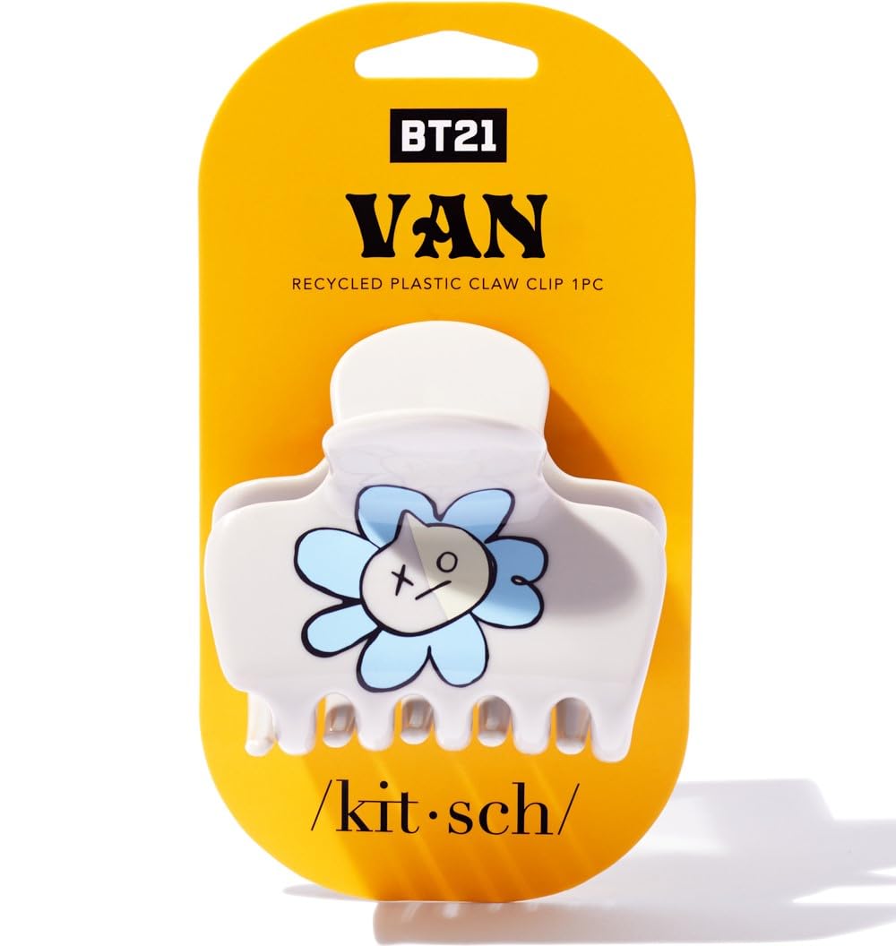 BT21 x Kitsch Recycled Plastic Puffy Medium Hair Clips for Women - Medium Claw Clips for Thin Hair | Claw Hair Clips for Short H