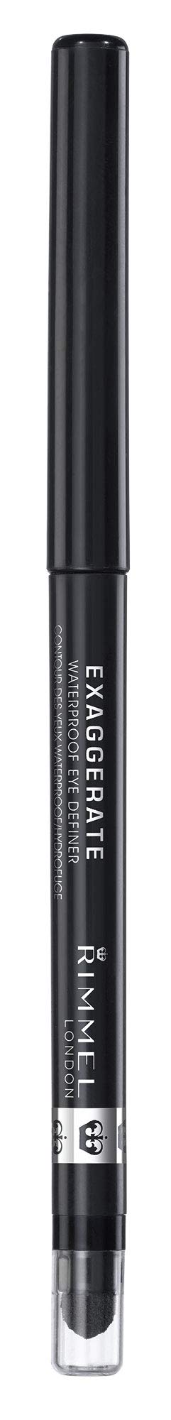 Rimmel London Exaggerate Waterproof Eye Definer Eyeliner, Highly Pigmented, Long-Wearing, Built-In Smudger, 261, Noir, 0.01Oz