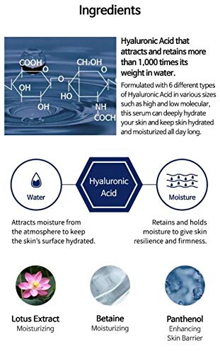 TIAM Hyaluronic Water Plumping Serum, Hyaluronic Acid Serum for Face with Panthenol, Hydrating, Moisturizing, Plumping Fine Line