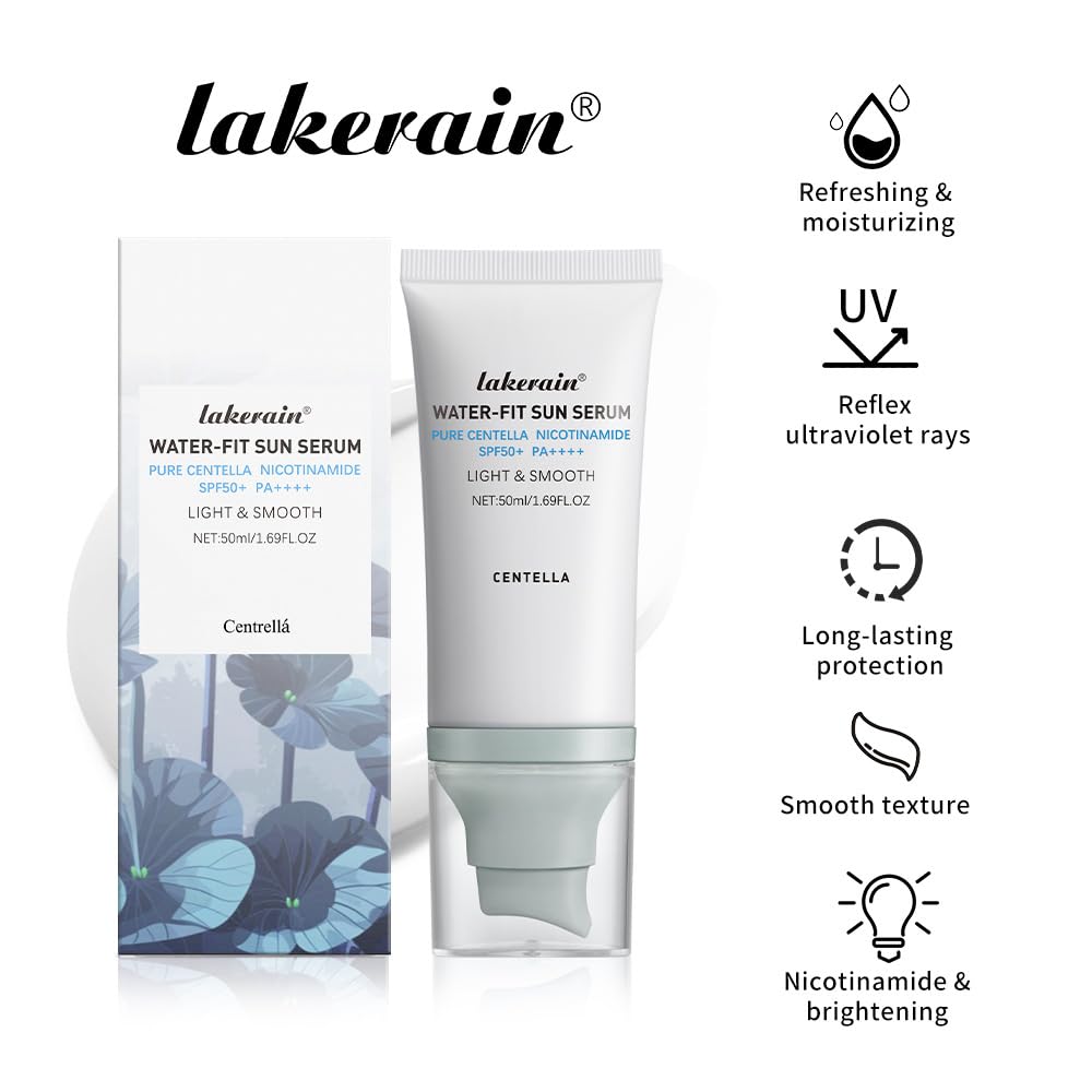 2 Pcs Centella Sunscreen SPF 50, Centella Water-Fit Sun Serum, Long-Lasting Protection, Nourishing Skin Protection and UV Defens