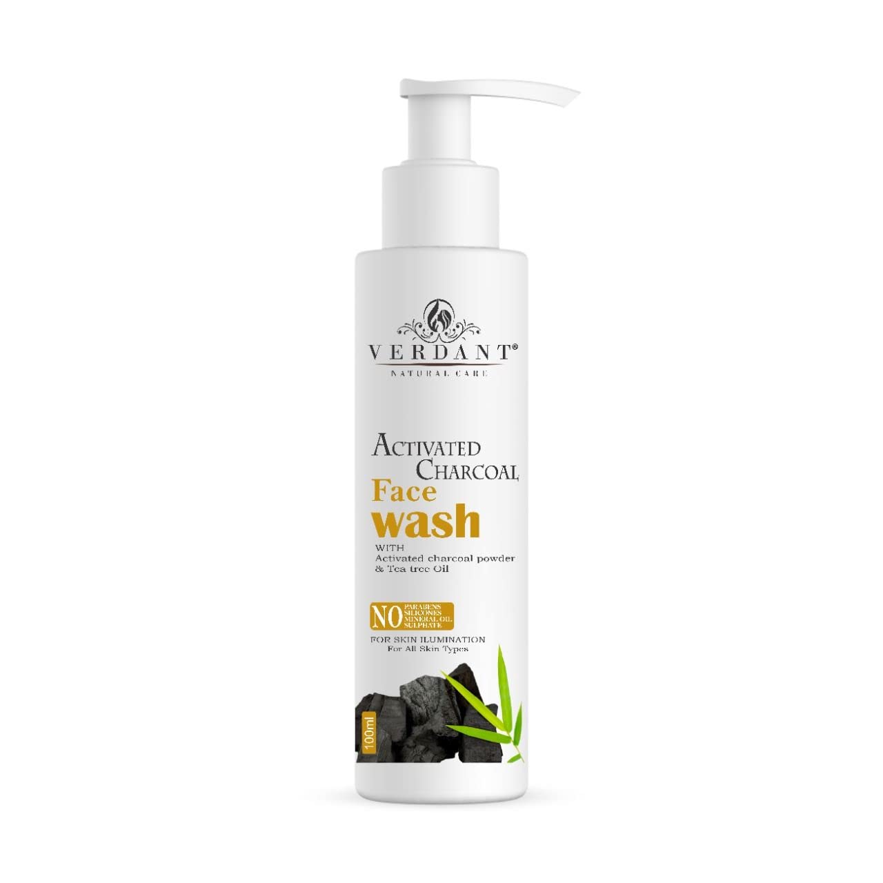 Verdant Natural Care Activated Charcoal Face Wash For Men & Women (Parabens & Sulphates Free) 200Ml