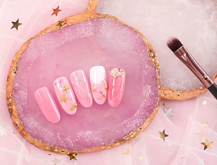 AKOAK 1 Pack Phnom Penh Resin Crystal Agate Palette Nail Art Gel Nail Polish Palette Nail Piece Display Tool,Pink