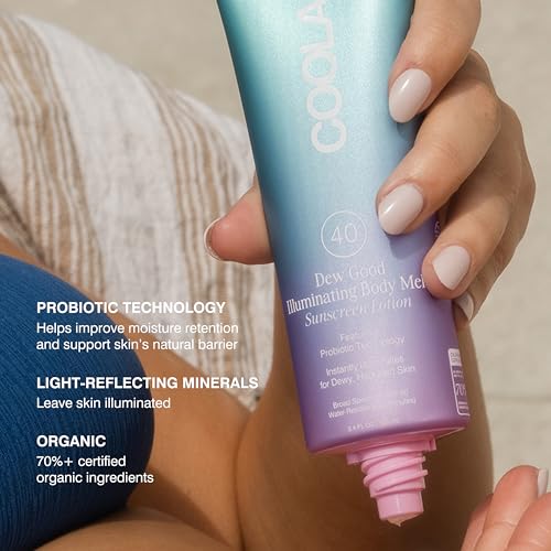 Coola Organic Dew Good Illuminating Body Melt With Spf 40, Dermatologist Tested Sunscreen That Instantly Illuminates Skin, 3.4 F