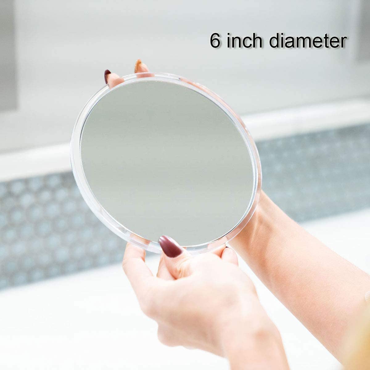 Mavoro Magnifying Mirror with Suction Cups - Triple Suction Cup Stick on Mirror with 7X Magnification. Portable Travel Makeup Mi