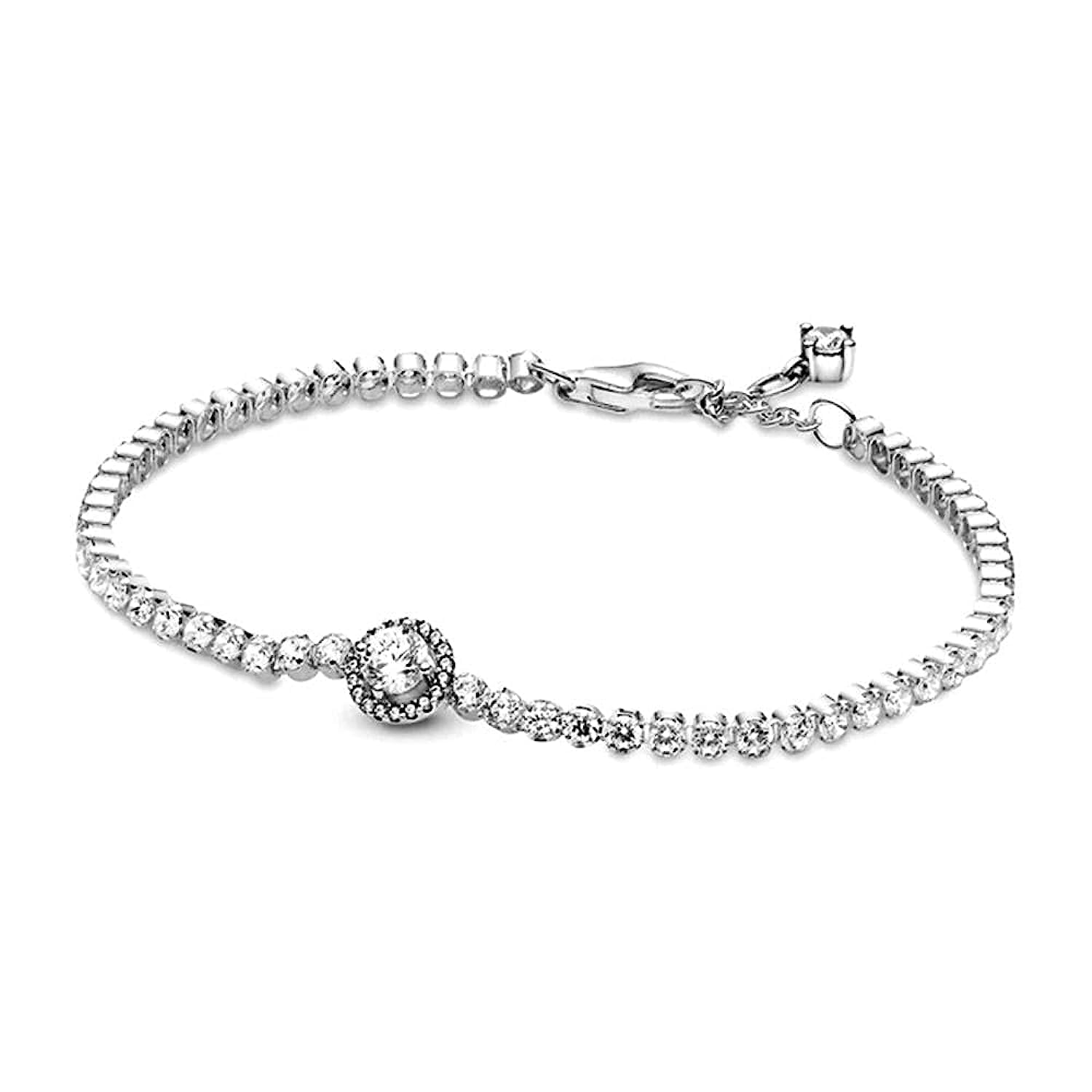 PANDORA Sparkling Halo Tennis Bracelet - Silver Bracelet for Women - Features Sterling Silver & Cubic Zirconia - Gift for Her - 