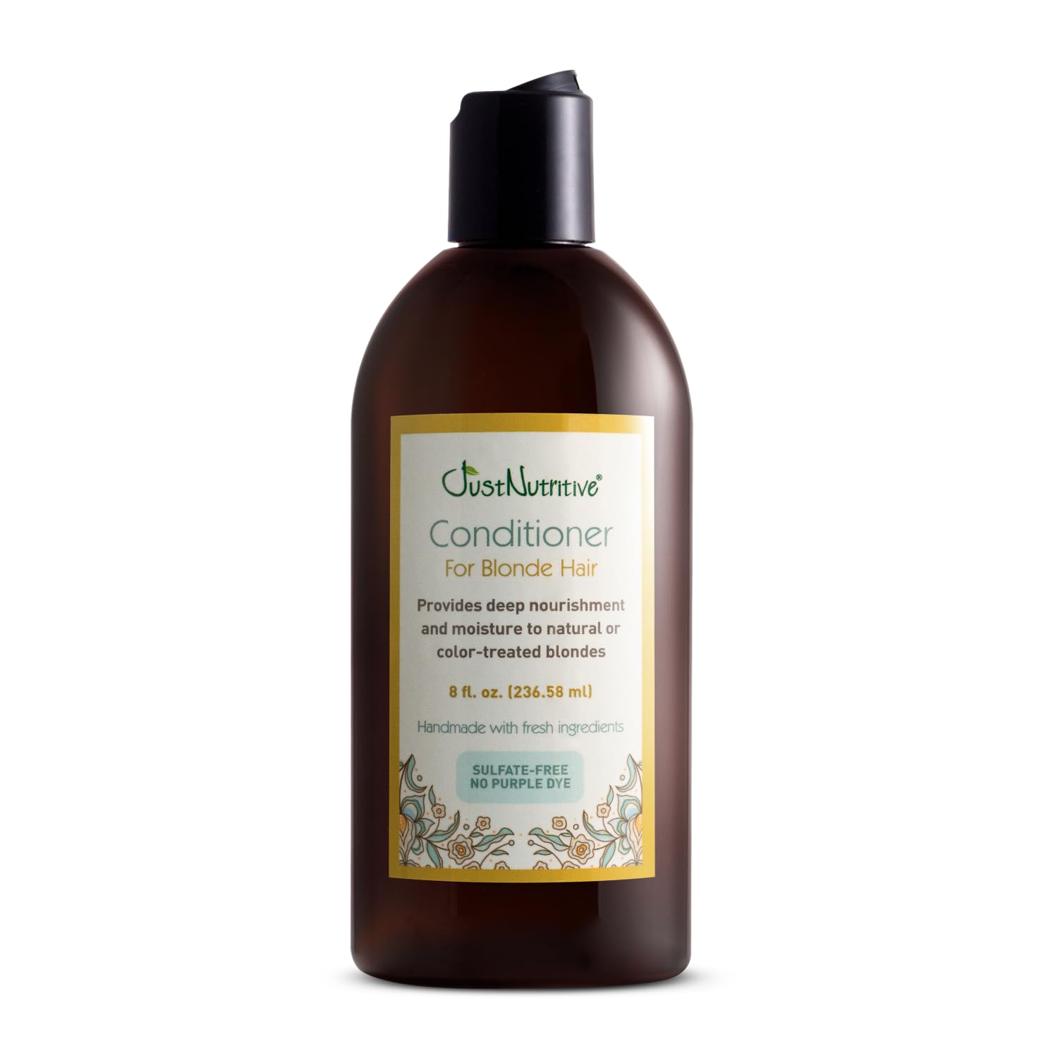 Just Nutritive Conditioner for Blonde Natural & Color-Treated Hair, Brassy Tones Neutralizer, No Purple Dye, Deep Nourishment, S