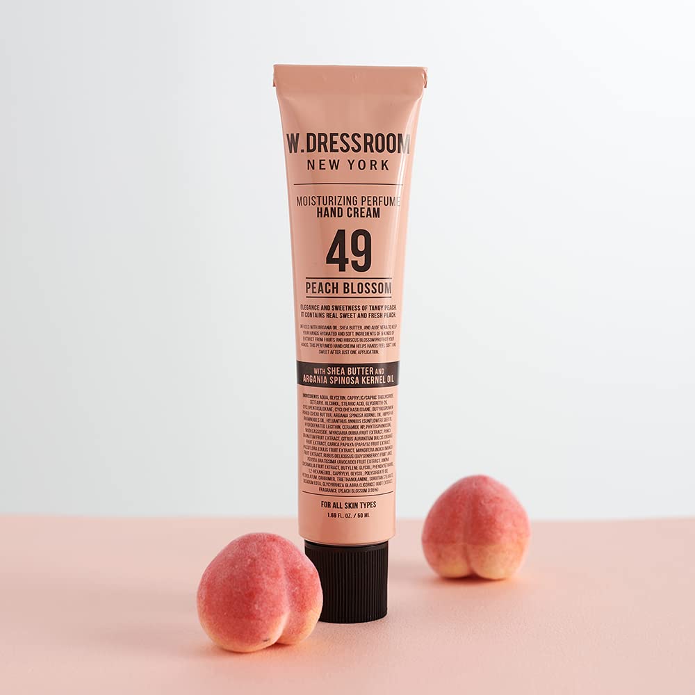 W.Dressroom No.49 Peach Blossom Moisturizing Hand Cream For Dry Hands, Non-Greasy Korean Hand Lotion & Hand Care For Women With