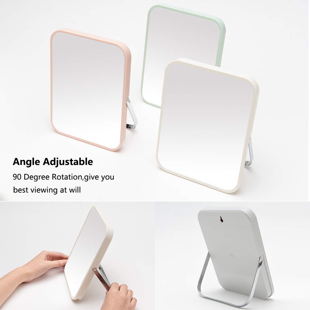 Yeake Table Desk Vanity Makeup Mirror,8-Inch Portable Folding Mirror With Metal Stand 90Adjustable Rotation Tavel Make Up Mirror