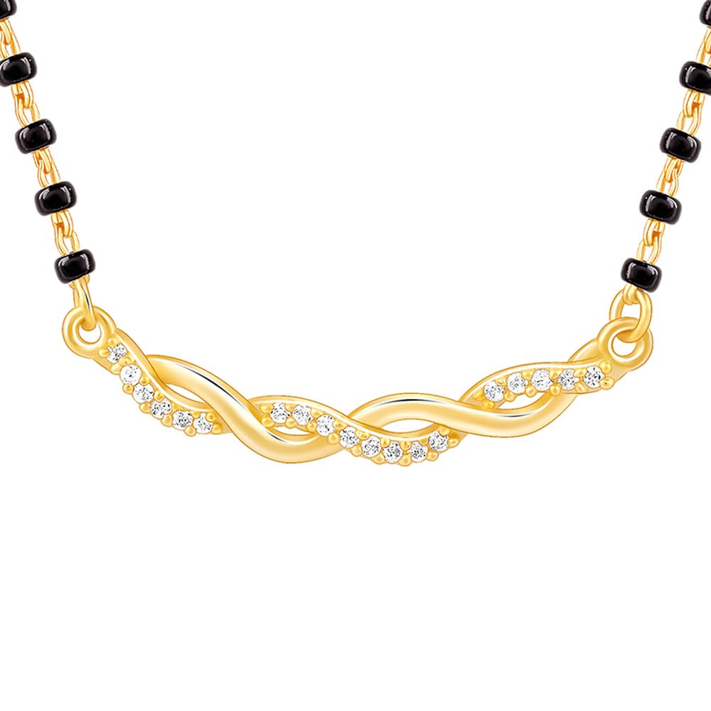 Giva 925 Silver Golden Wedding Knot Mangalsutra| Black Bead Necklace To Gift Women | With Certificate Of Authenticity And 925 St