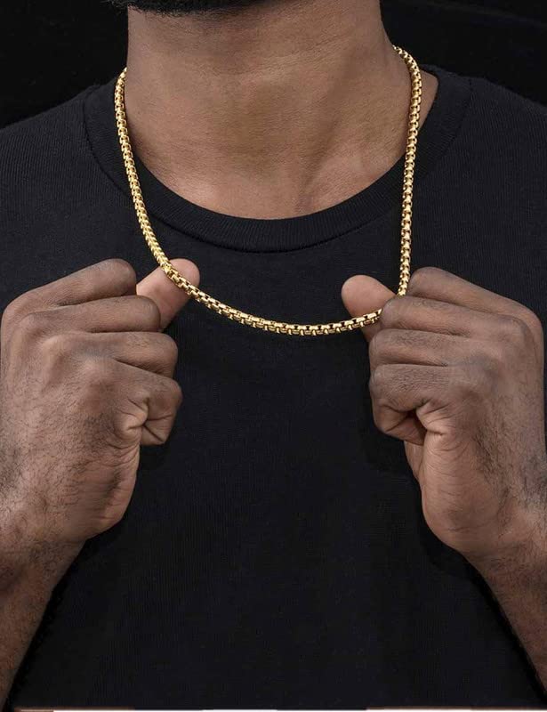 Waitsoul 925 Sterling Silver Box Chain Lobster Clasp 5mm Gold Chain for Women Men Gold Necklace Chain 16-30 Inches (26)