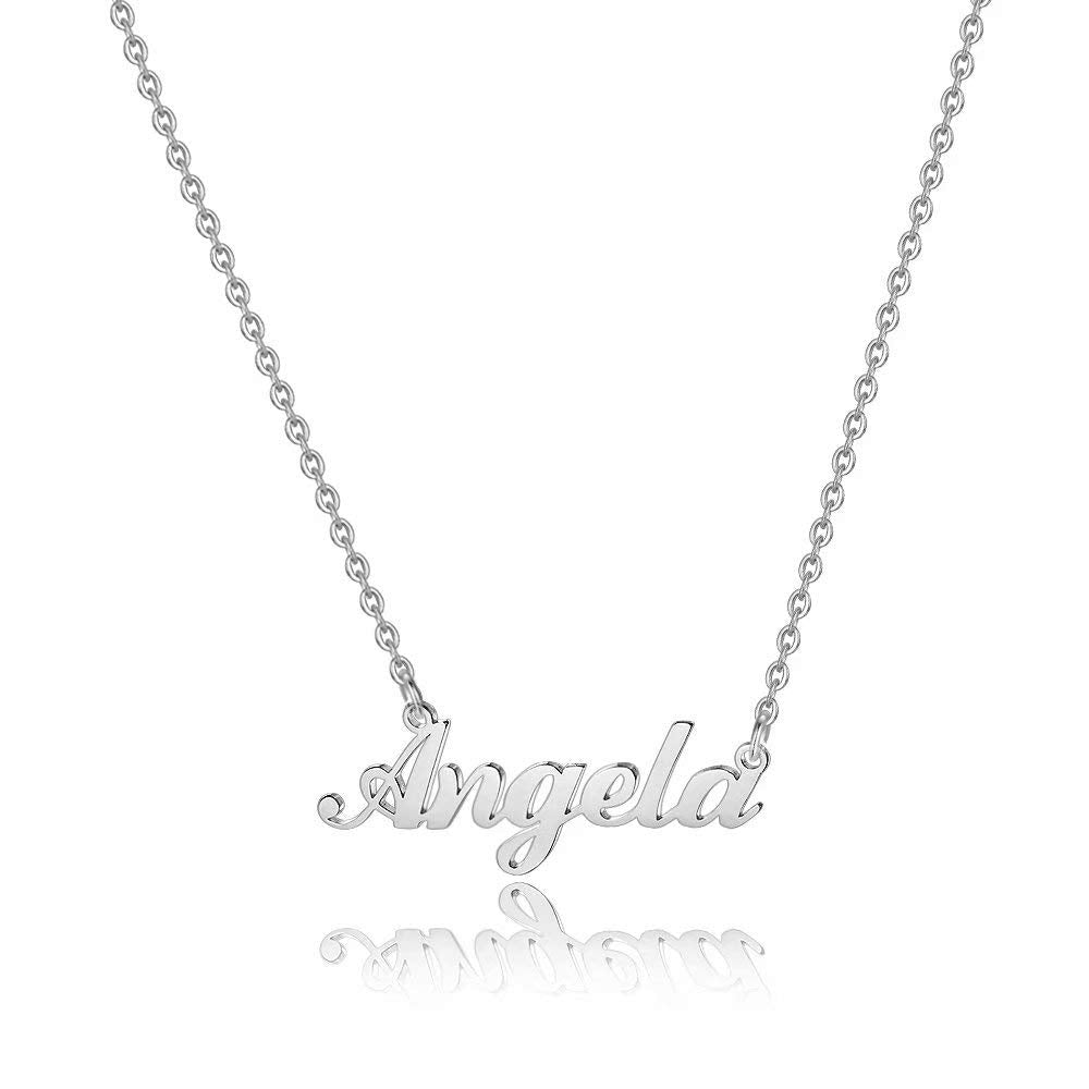 Hidepoo Angela Necklace - Personalized Name Pendant Necklace for Valentine's Day Gift,Dainty Angela Name Necklace Chain Jewelry 