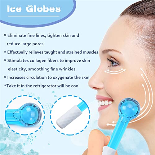 Cibluty Ice Globes Small Balls For Eyes, 2 Pcs Blue Facial Globes For Massage Tool, Facial Roller Cold Skin Massagers, Tighten S