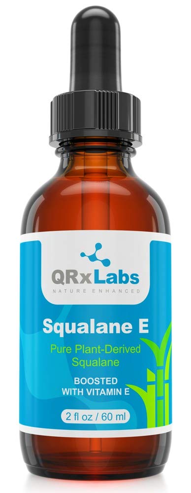 Qrxlabs Pure Plant-Based Squalane Oil Boosted With Vitamin E (Large 2 Oz) - Organic Ecocert/Usda Certified Squalane Derived From