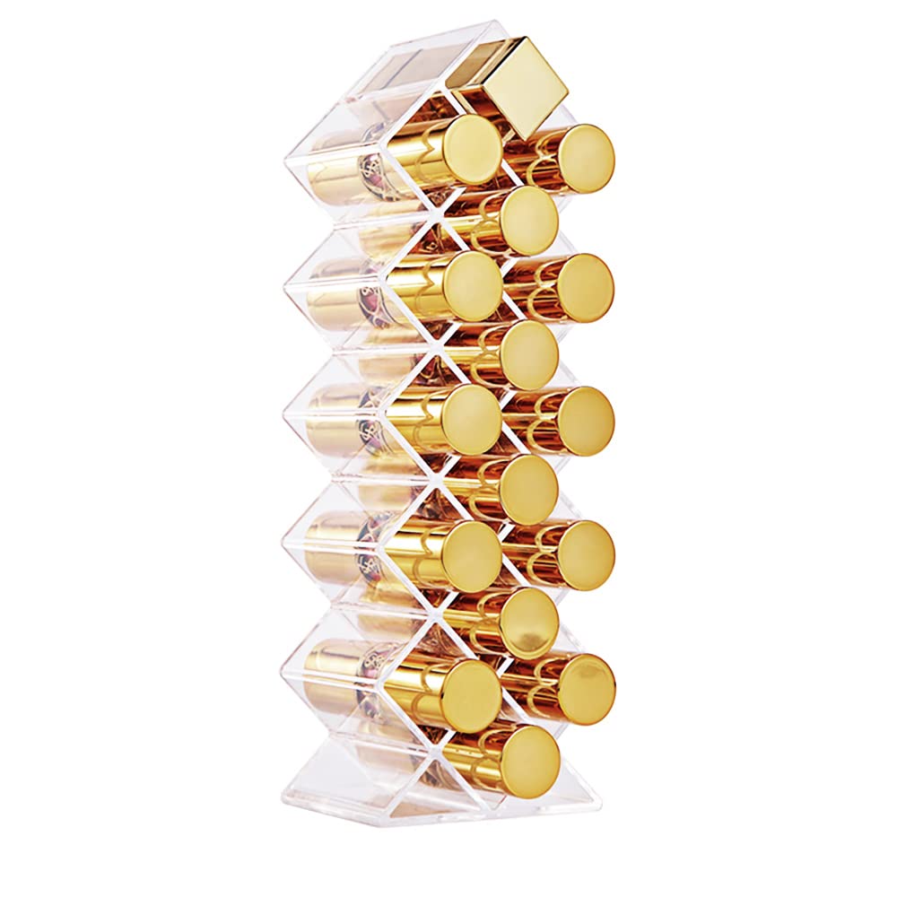 YIEZI Lipstick Holder Organizer 16 Spaces Acrylic Stackable Fish Shape Lipstick Tower, Lip Gloss Storage Stand, Perfect for Lipg