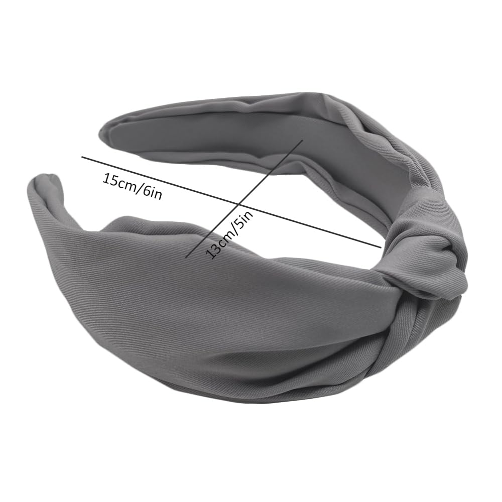 Etercycle Headband for Women, Knotted Wide Headband, Yoga Hair Band Fashion Elastic Hair Accessories for Women (Gray)