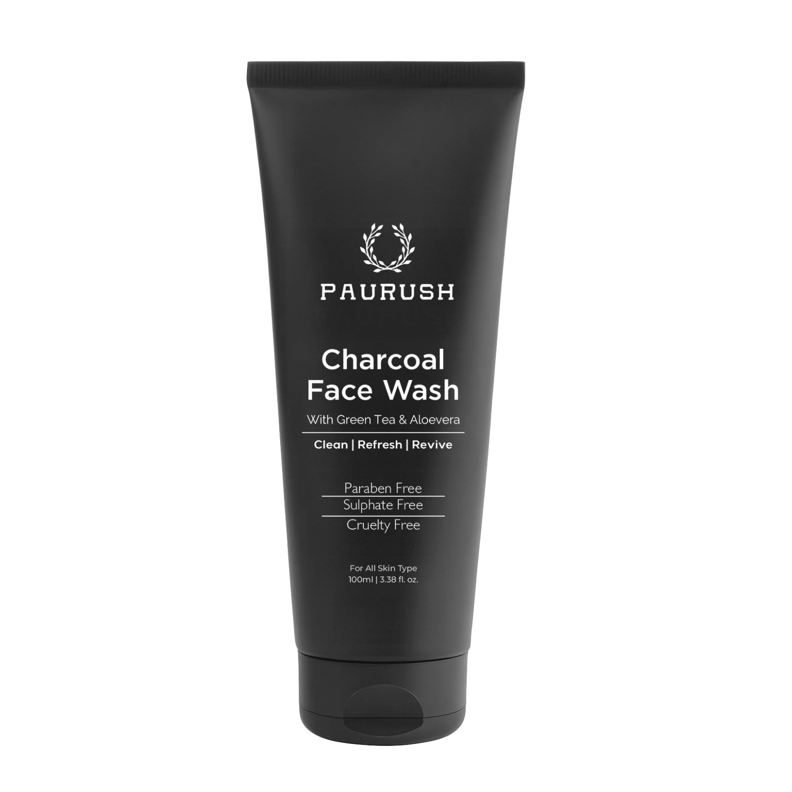 PAURUSH Charcoal Face Wash for Men | Deep Cleansing Facial Cleanser with Activated Charcoal, Aloe Vera & Green Tea | Oil Control