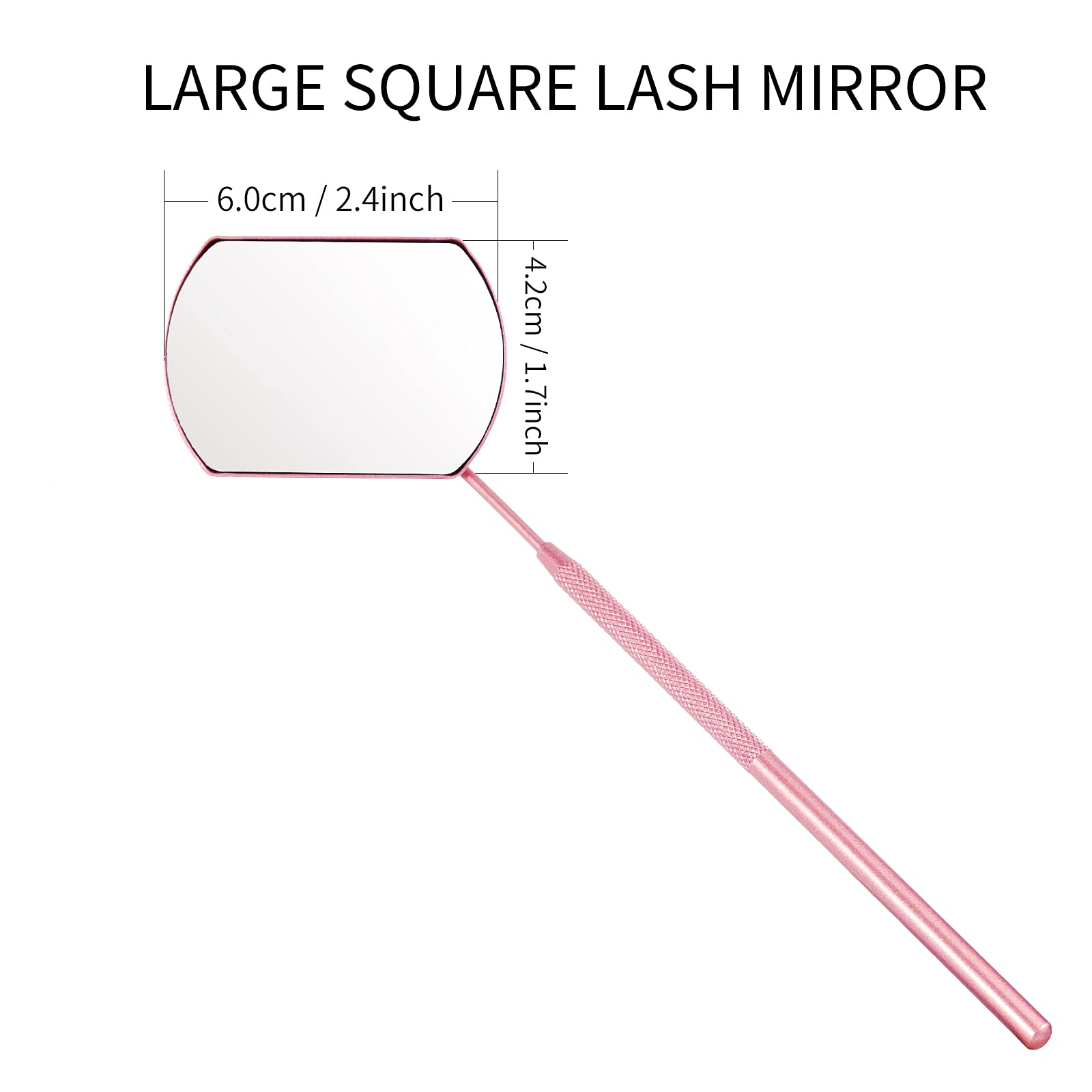 Miuffue Lash Mirror For Eyelash Extensions, 60Mm Extra Large Eyelash Mirror, Detachable Stainless Steel Makeup Mirror, Pink