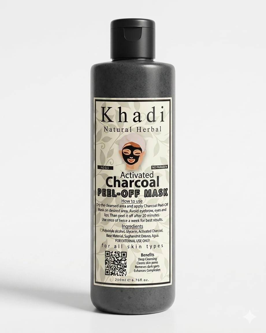 Khadi Natural Herbal Charcoal Peel Off Mask For Men Women | Blackheads Tan Removal | Anti Acne Face Mask Suitable For All Skin T