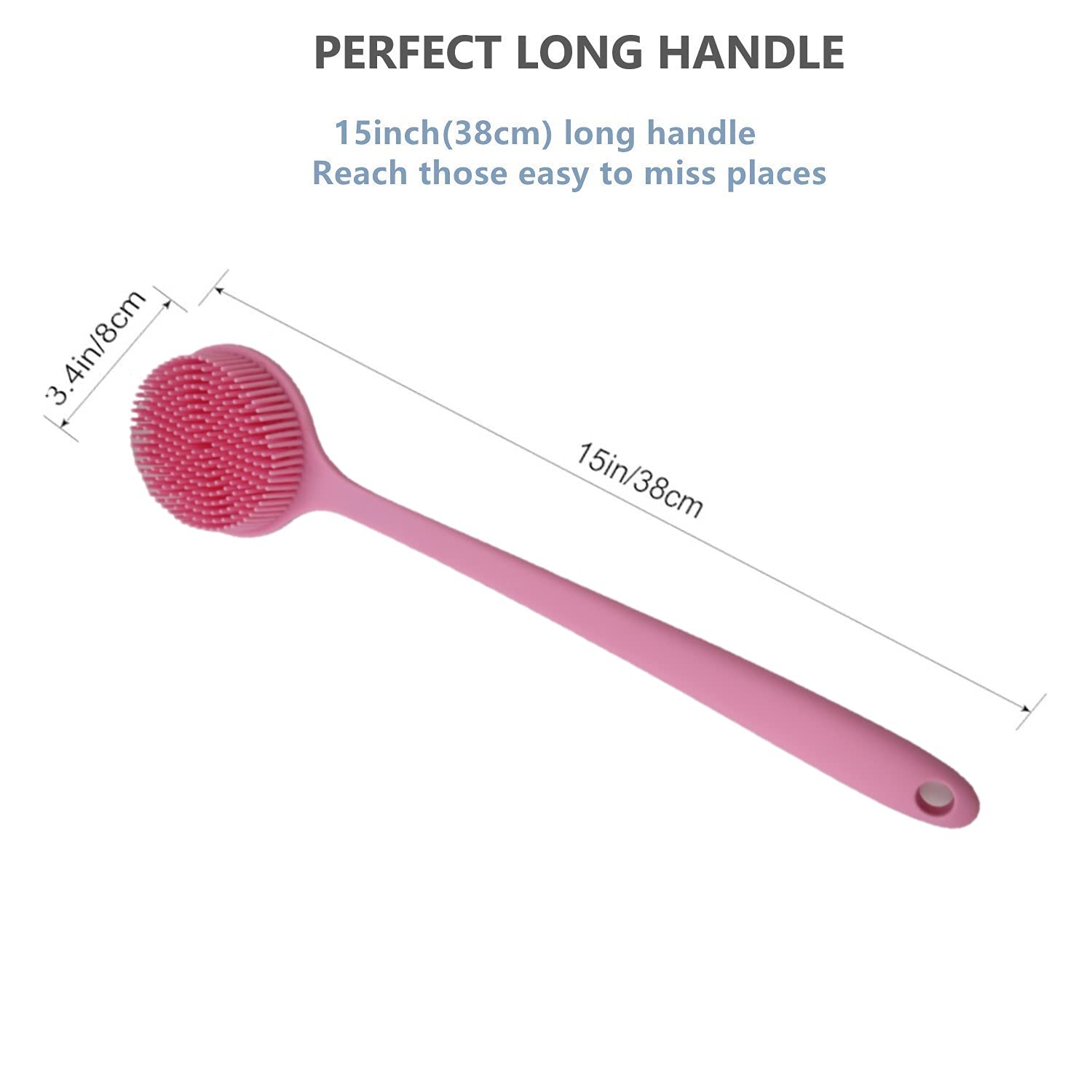 Cinlitek Silicone Body Scrubber, Long Handle Back Scrubber For Shower, Silicone Body Brush Shower Scrubber For Body, Shower Srus