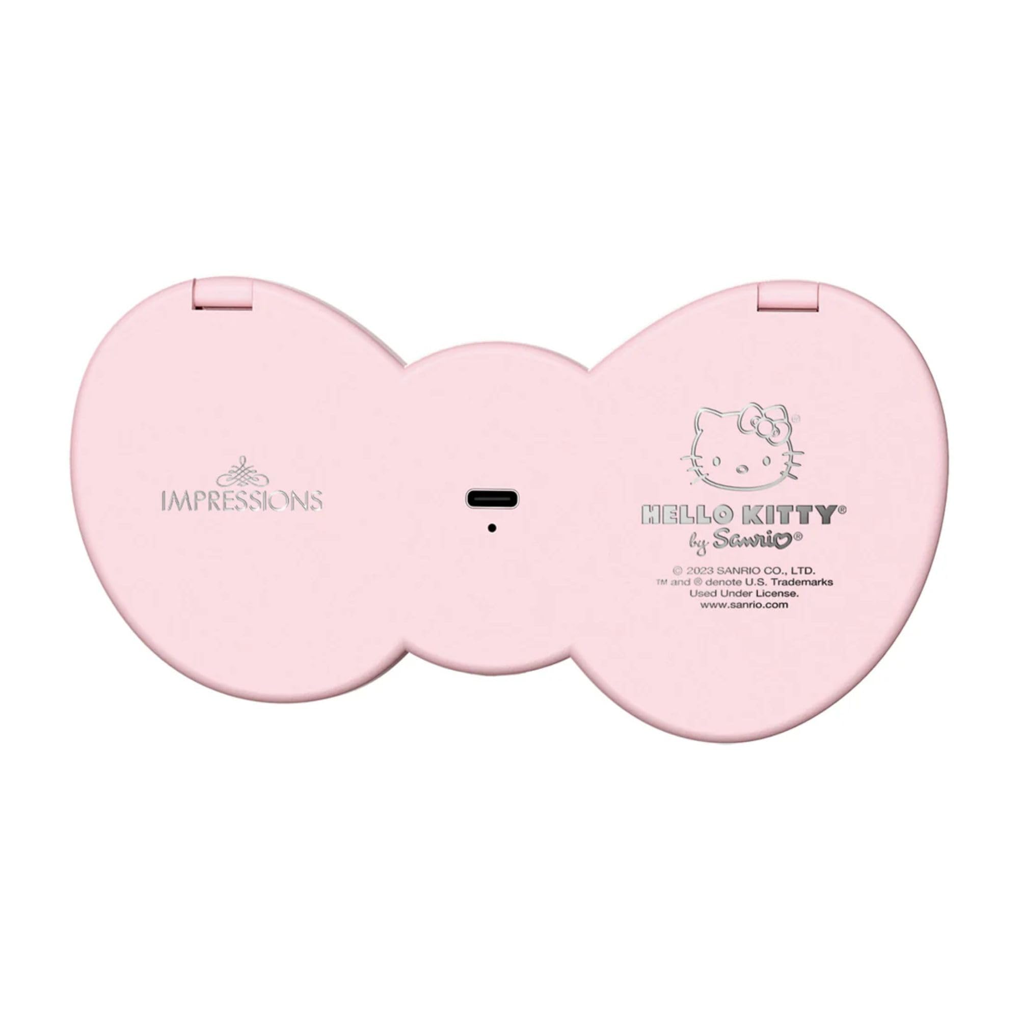 Impressions Vanity Hello Kitty Bow Led Compact Mirror, Double Sided Cute Travel Makeup Mirror, Soft Touch Button With Slide Down