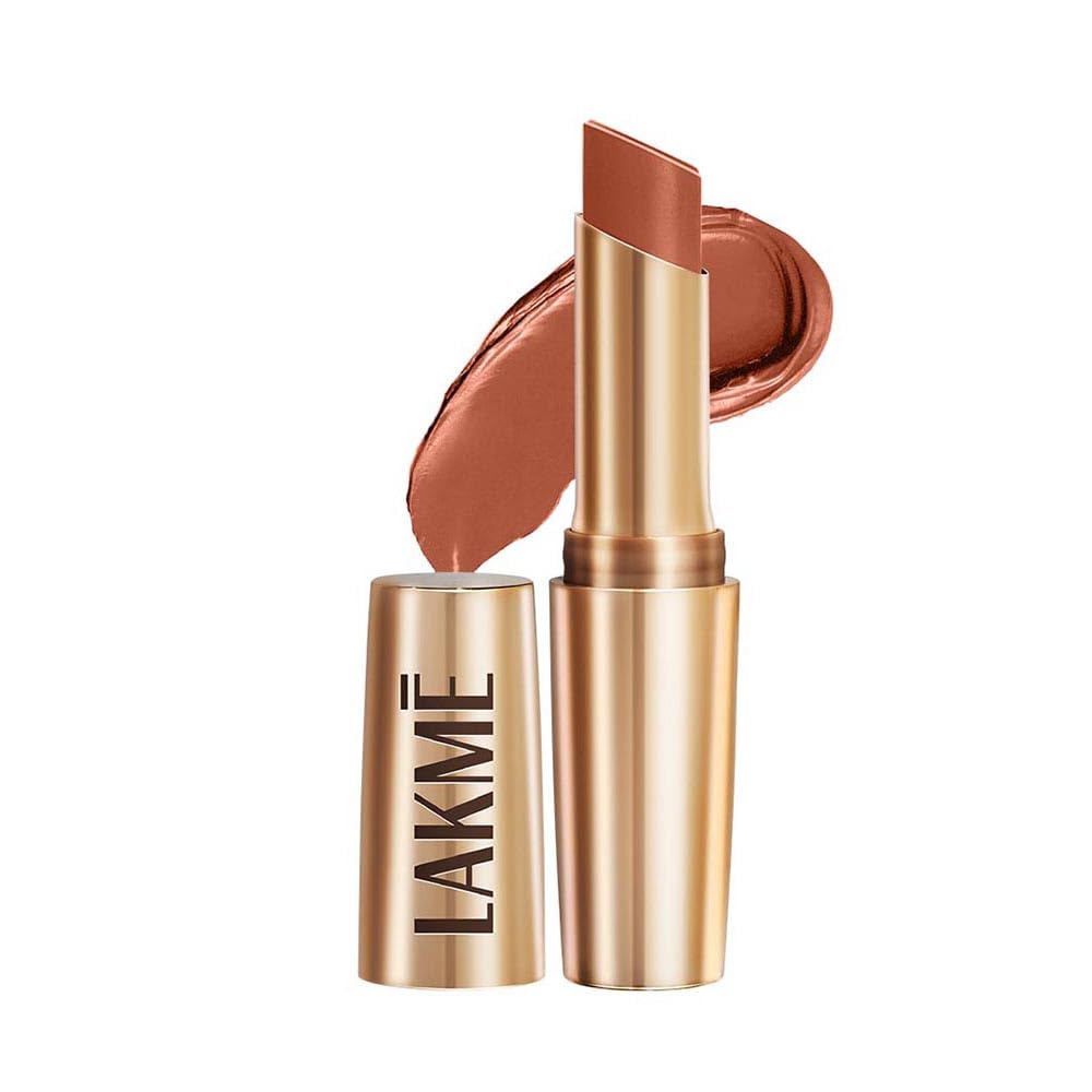Lakm Powerplay Priming Matte Lipstick, Smooth Matte Finish, Lightweight Lipstick, Smudgeproof, Lasts 16Hrs, Hydrates Lips, Caram