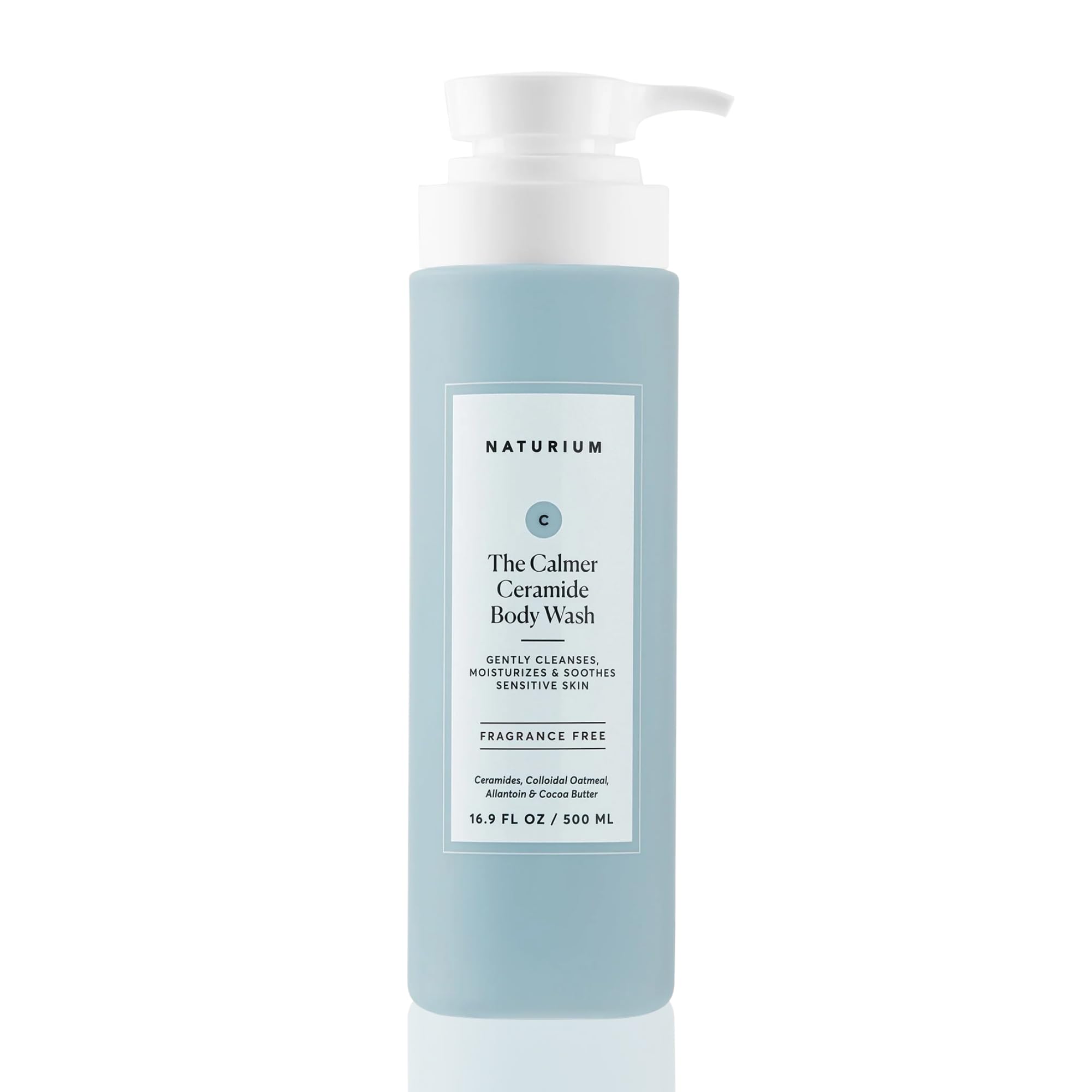 Naturium The Calmer Ceramide Body Wash, Frangrance-Free, Cleansing & Moisturizing for Dry, Sensitive Skin, Dermatologist-Tested,