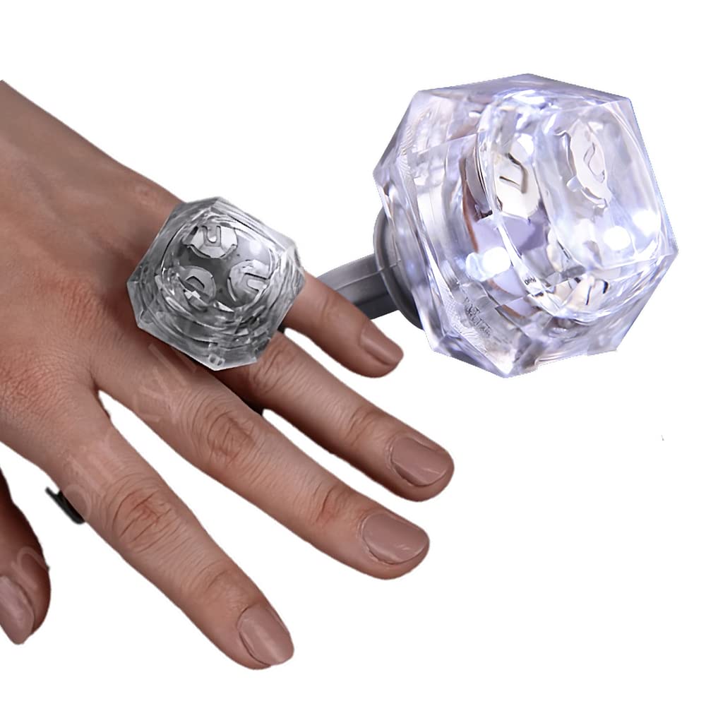 Blinkee Diamond Glow  4Th Of July Festive Led Diamond Ring, White Lighted Party Accessory, One Size Fits All