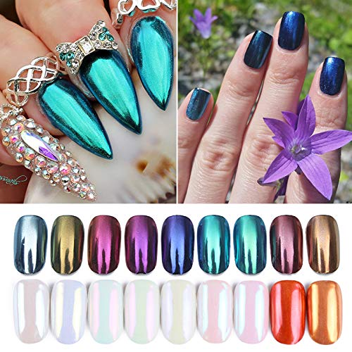 7Color Chrome Nail Powder Nail Glitter Laser Pigment Dust With Sponges Nail Art Chrome Pigment Rose Gold Silver Nail Sequins Diy