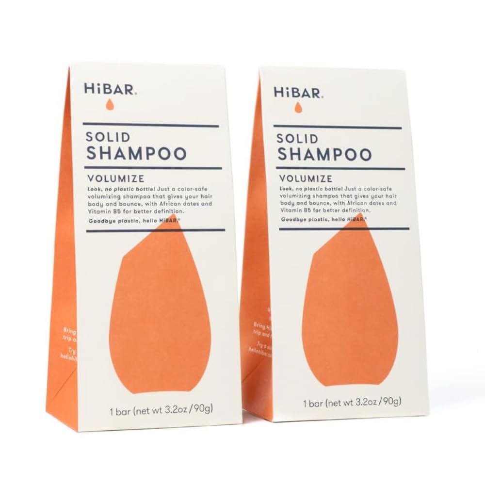 Hibar Volumize Shampoo Bar 2-Pack, Specifically Formulated For Fine, Thin Or Lifeless Hair, Made With Rice Water, 100% Vegan, Sa