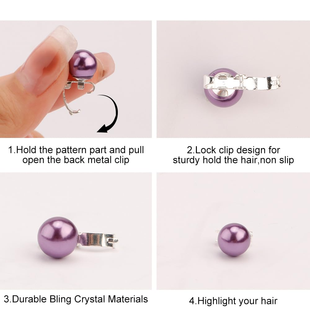 Ahoney 20Pcs Purple Flower Hair Clips With Rhinestone Mini Clips For Hair Cute Hair Pins Decorations Hair Clips For Prom Hair Ba
