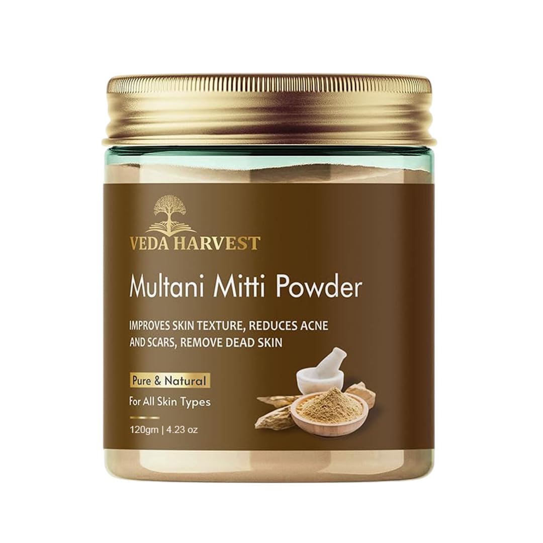 Veda Harvest Multani Mitti 120G | Natural Face & Hair Pack Powder | FullerS Earth For Exfoliating, Nourishing, Oil Control & Smo