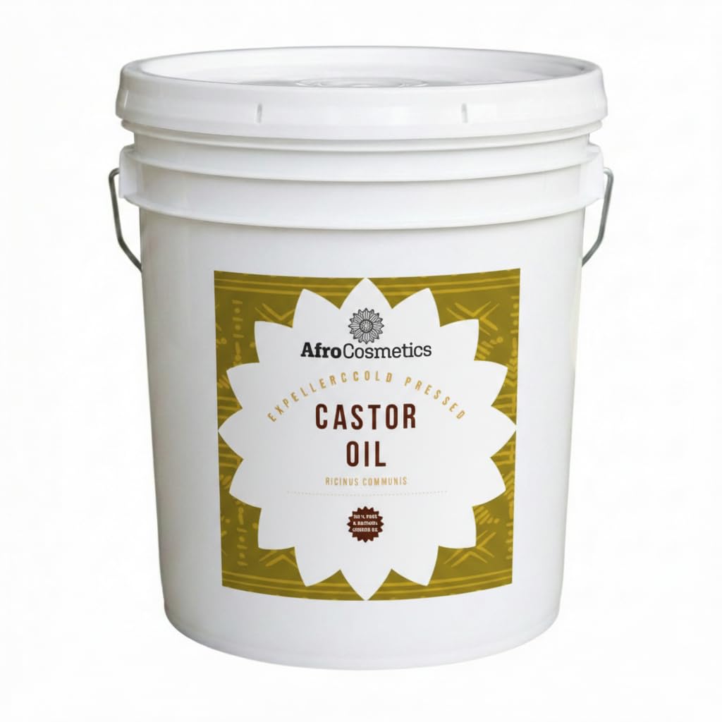 AFROCOSMETICS Castor Oil for Hair Growth & Glowing Skin Cold pressed Wholesale Bulk 5 Gallon Bucket