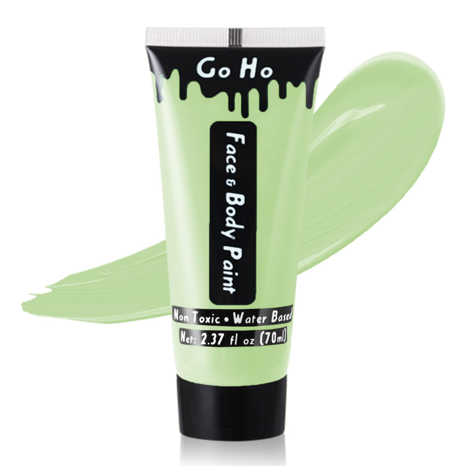 Go Ho Pastel Green Body Paint Washable(2.37 Oz,70 Ml),Water Based Cream Pastel Green Face Body Paint For Sfx Cosplay Costumes Fe