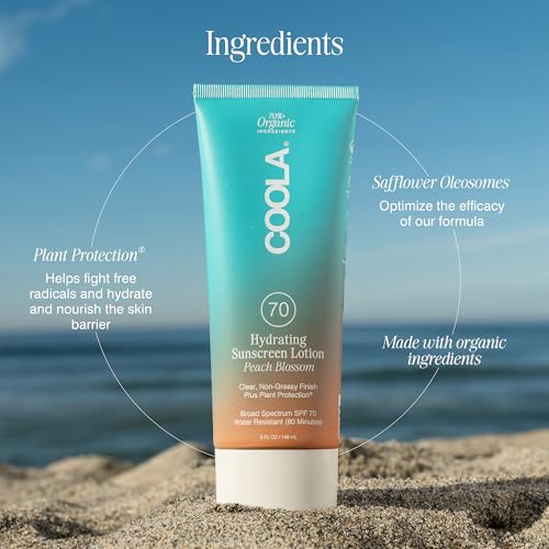 COOLA Organic Sunscreen SPF 70 Sunblock Body Lotion, Dermatologist Tested Skin Care for Daily Protection, Vegan and Gluten Free,