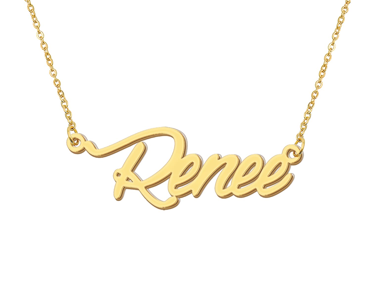 Aoloshow Renee Initial Name Necklace for Womens 18k Gold Plated Stainless Steel Nameplate Jewelry Valentine Day