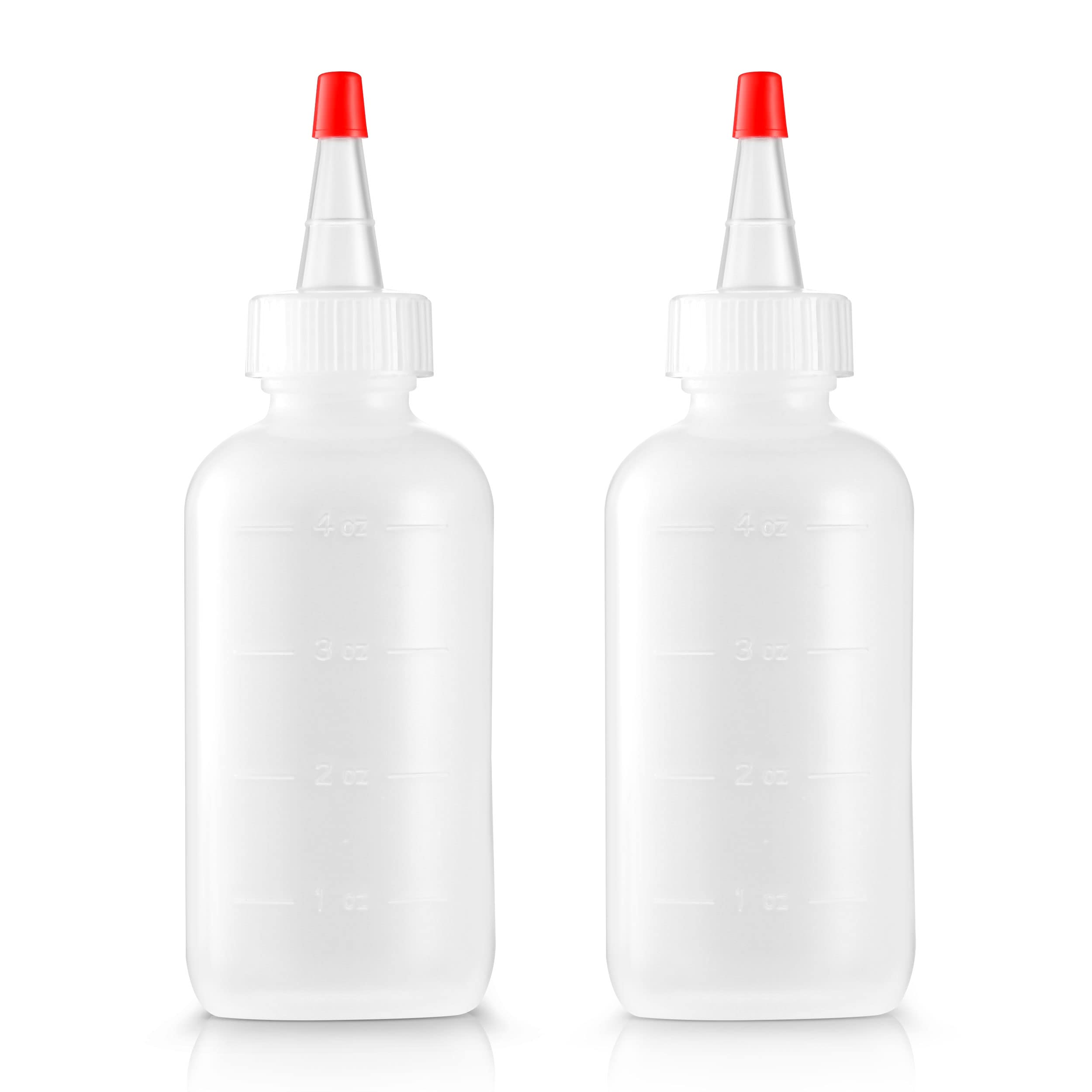 Soft Squeeze Hair Applicator Bottle for Hair Treatment, Scalp Oil, Root, Color, 4 Ounce Translucent with Measuring Scale and Cap