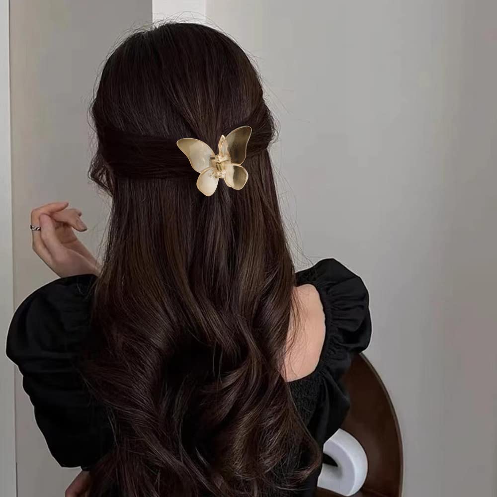 Atoden Butterfly Hair Accessories - 4 Pcs Transparent Acrylic Claw Clips For Women'S Thick, Thin, And Medium Hair